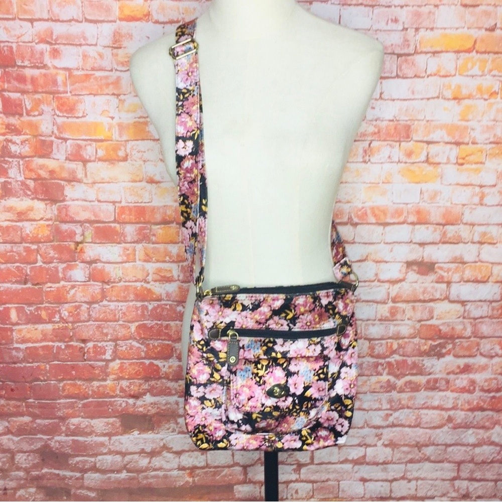 Soft Pink Velvet Floral Print Crossbody Bag - Picture 1 of 9